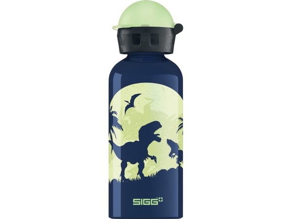 SIGG Kids Water Bottle Glow Moon Dinos, 0,4 L, Sininen, Keltainen, Alumiini, 6,6 cm, 197 mm, 112 g SIGG Kids Water Bottle Glow Moon Dinos, 0,4 L, Sininen, Keltainen, Alumiini, 6,6 cm, 197 mm, 112 g