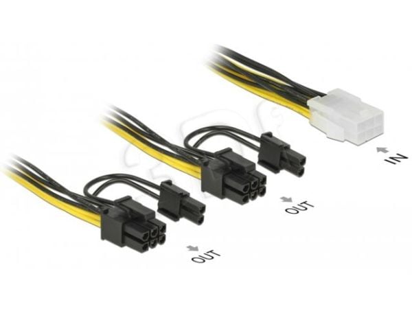 Delock - Strømkabel - 6-pins PCIe-strøm (hunn) til 8-pins PCIe-strøm (6+2) (hann) - 12 V - 15 cm - låst