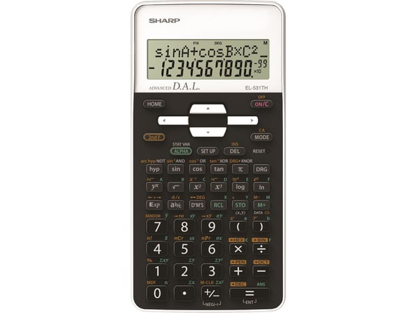 Sharp EL-531TH, Lomme, Vitenskaplig, 10 sifre, 2 linjer, AC/DC, Sort, Hvit