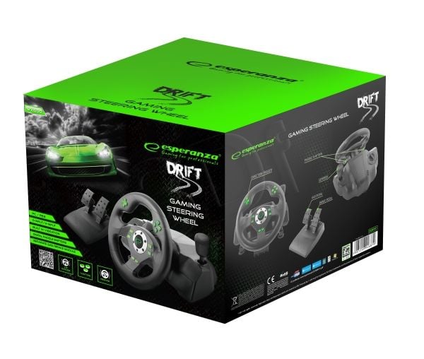 Esperanza DRIFT - Ratt- och pedaluppsättning - kabelansluten - för PC, Sony PlayStation 3
