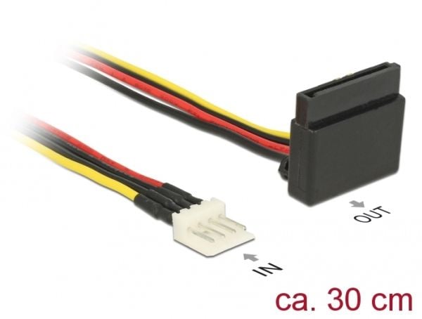 Delock - Strømadapter - 4-pin mini-strømkontakt (hann) til SATA-strøm (R) oppvinklet - 5 / 12 V - 30 cm