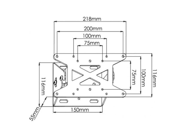 Techly ICA-LCD 109, 33 cm (13"), 78,7 cm (31"), 75 x 75 mm, 200 x 100 mm, -25 - 18°, Sølv