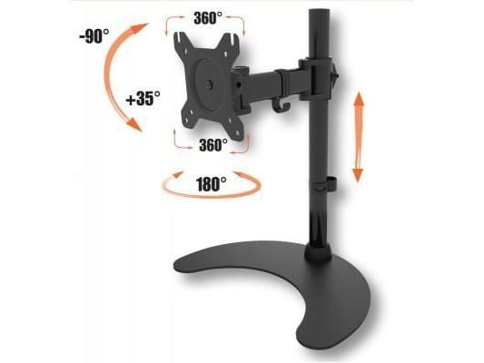 Techly Desk Stand for 1 Monitor 13 "-27" with Base h.400mm ICA-LCD 3400, Frittstående, 8 kg, 33 cm (13"), 68,6 cm (27"), 100 x 100 mm, Sort