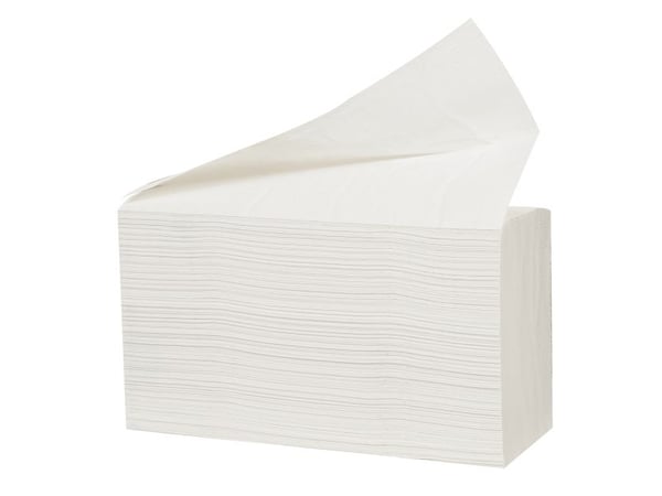 Håndklædeark, ABENA Care-Ness Excellent Plus, 2-lags, W-fold, 32x20,3cm, 8 cm, hvid