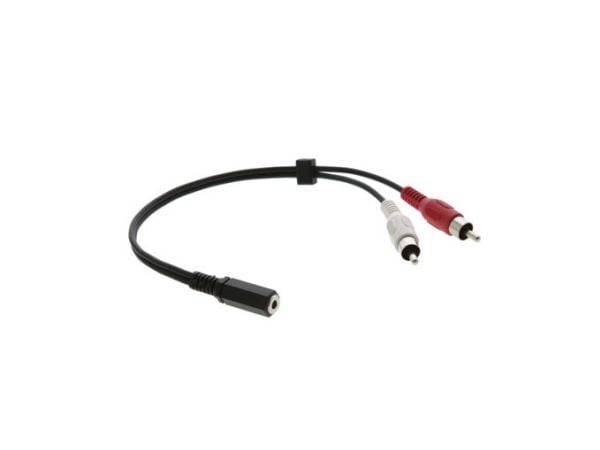 Kramer Electronics C-A35F/2RAM-1, 3.5mm, Uros, 2 x RCA, Naaras, 0,3 m, musta
