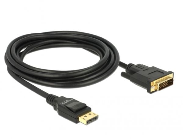 Delock - Adapterkabel - enkeltlenke - DisplayPort (hann) til DVI-D (hann) - DisplayPort 1.2a - 3 m - passiv - svart