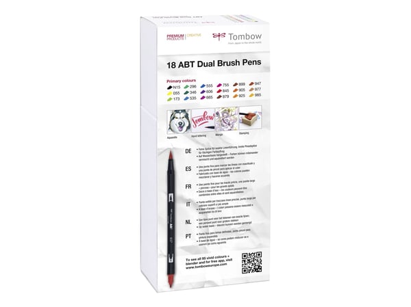 Marker Tombow ABT Dual Brush 18P-1 primærfarver (18 stk.)