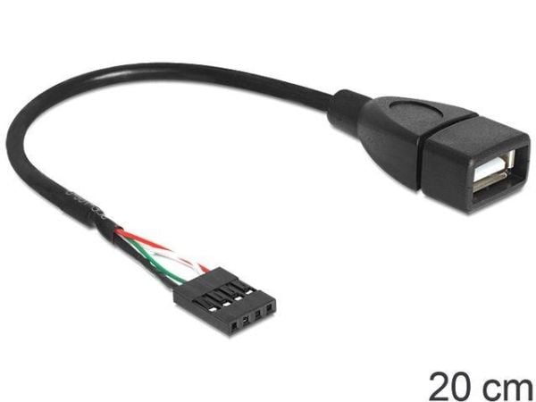 Delock - Intern-til-ekstern USB-kabel - USB (hunn) til 4-pins USB 2.0-header (hunn) - 20 cm