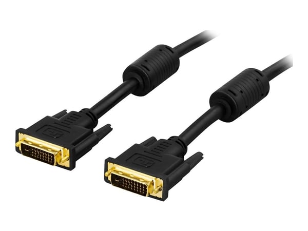 DELTACO DVI-600 - DVI-kabel - dobbeltlenke - DVI-D (hann) til DVI-D (hann) - 1 m - svart