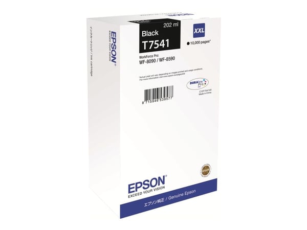 Epson T7541 - 202 ml - XXL-størrelse - svart - original - blekkpatron - for WorkForce Pro WF-8090, WF-8090 D3TWC, WF-8090DW, WF-8590, WF-8590 D3TWF...