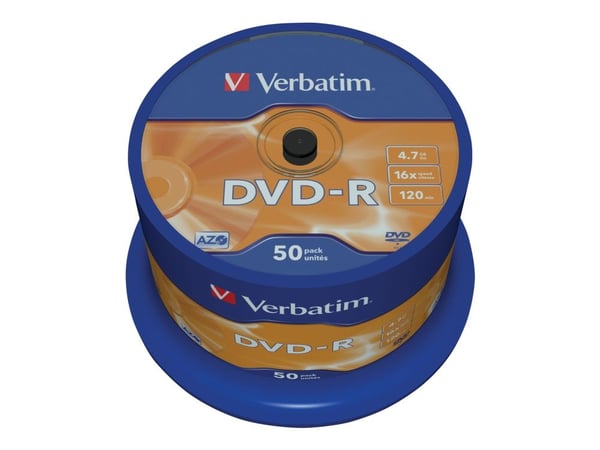 Verbatim - 50 x DVD-R - 4.7 GB 16x - matt sølv - spindel