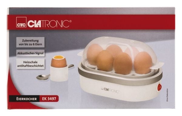 Clatronic HA-EGGBOIL-13, 6 munaa, Harmaa, Valkoinen, 400 W, 230 V, 50 Hz, 137 mm