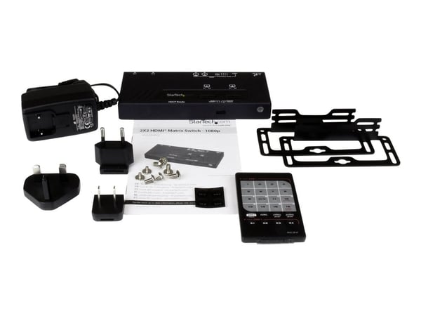 Startech 2x2 HDMI Matrix Switch with Remote - 1080p Automatic & Priority Switcher - Video Wall Auto Selector Splitter Box - Audio Out (VS222HDQ) - ...