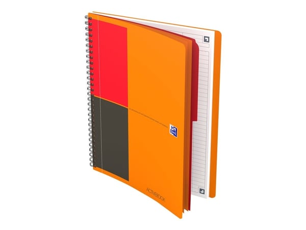 Oxford International Activebook - Notisbok - spiralbundet - B5 - 80 ark / 160 sider - hvit - linjert - 2 hull - polypropylen (PP)