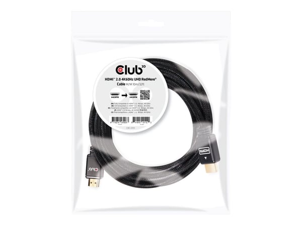 Club 3D CAC-2313 - HDMI-kaapeli med Ethernet - HDMI han til HDMI han - 10 m - RedMere Technology - 4K-tuki, aktiivinen