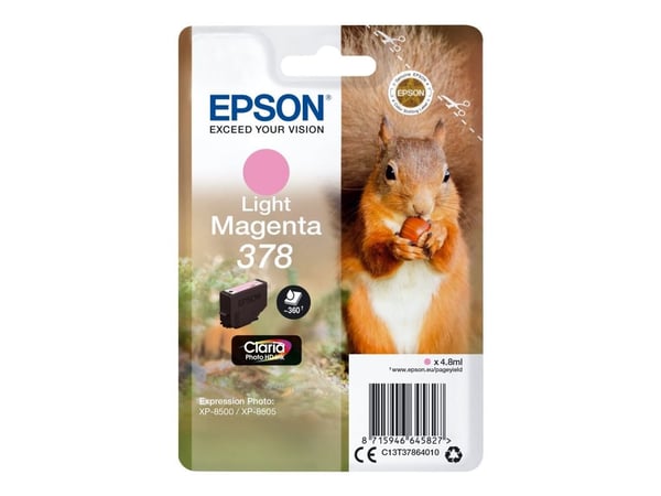 Epson 378 - 4.8 ml - lys magenta - original - blære med RF/lyd-alarm - blekkpatron - for Expression Home XP-8605, XP-8606; Expression Photo XP-8500...