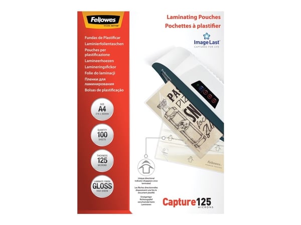 Laminointitaskut Fellowes A4 125 micron kiiltävä - (100 kpl)