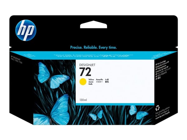 HP 72 - 130 ml - gul - original - DesignJet - blekkpatron - for DesignJet T1100, T1100ps, T1200, T1200ps, T1300, T610, T620, T770, T790