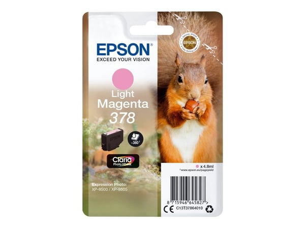 Epson Squirrel Singlepack Light Magenta 378 Claria Photo HD Ink, Perusvärintuotto, Väriainepohjainen muste, 4,8 ml, 360 sivua, 1 kpl