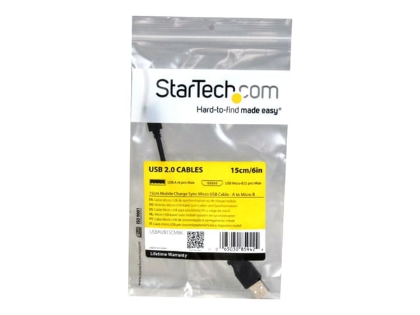 StarTech 15cm 6in Mobile Charge Sync USB to Slim Micro USB Cable for Phones & Tablets A to Micro B - M/M - Thin Micro USB Charge Cable (USBAUB15CMB...