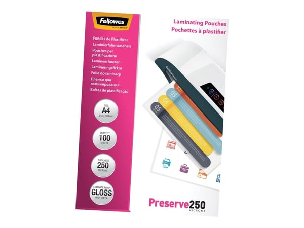 Fellowes 5401802, Läpinäkyvä, Kiiltävä, A4, 0,25 mm, 210 mm, 1 mm