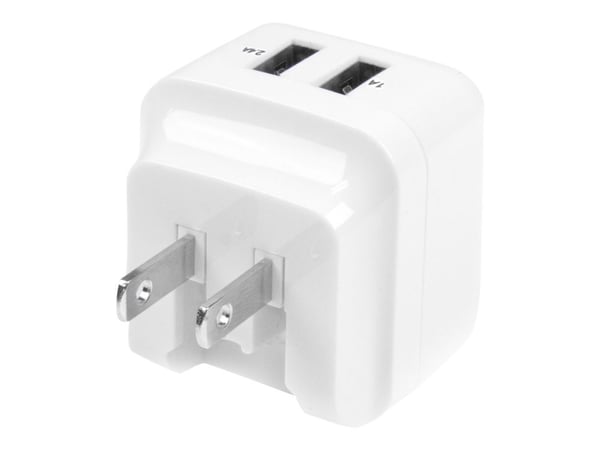 Startech Dual Port USB Wall Charger 17W/3.4A - Travel Charger 110V/220V - Strømadapter - 17 watt - 3.4 A - 2 utgangskontakter (USB) - hvit - for P/...