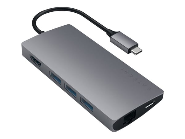 Satechi Multi-Port Adapter V2 Dock st., USB 3.2 Gen 1 (3.1 Gen 1) Type-C, Harmaa, MicroSD (TransFlash), SD, HDMI, RJ-45, USB 3.2 Gen 1 (3.1 Gen 1) ...