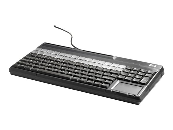 HP POS Keyboard with Magnetic Stripe Reader - Tastatur - USB - QWERTY - karbonitt - for Engage Flex Mini Retail System; Engage One; MX12; RP9 G1 Re...