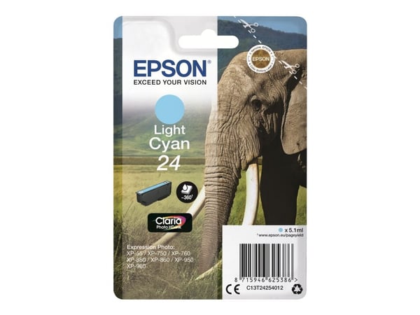 Epson 24 - 5.1 ml - lys cyan - original - blekkpatron - for Expression Photo XP-55, 750, 760, 850, 860, 950, 960, 970; Expression Premium XP-750, 850