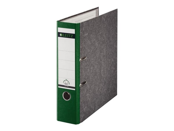 LEITZ skymarmormappe, 180 grader, DIN A4, 80 mm, grønnfarget bakside, pappomslag, utside med skymarmor (1080-50-55)