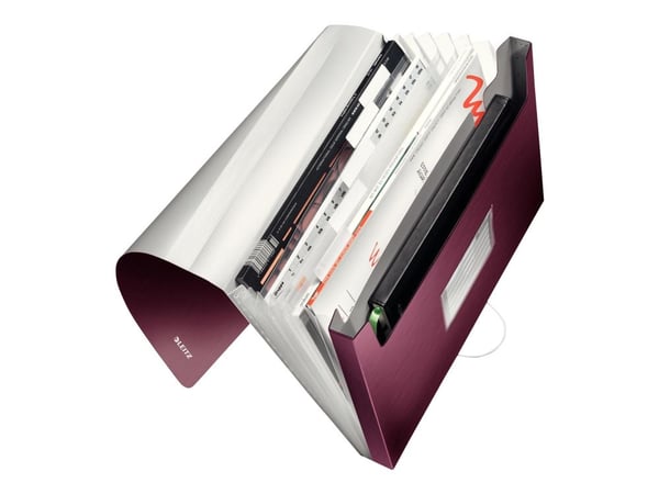 Leitz Style - Dokumentmappe - kan utvides - 6 rom - 6 deler - for A4 (210 x 297 mm) - med fliker - rubinrød