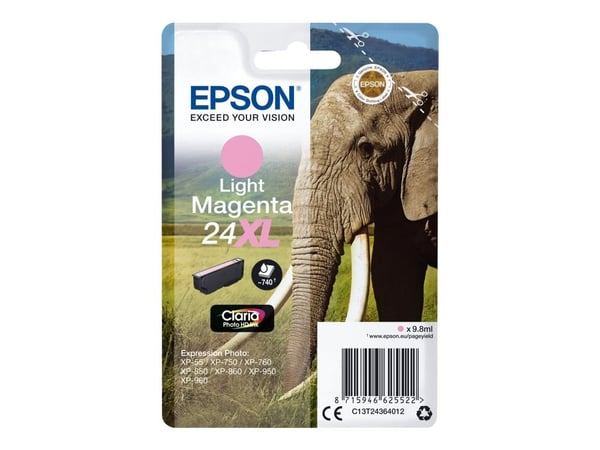 Epson 24XL - 9.8 ml - XL - lys magenta - original - blekkpatron - for Expression Photo XP-55, 750, 760, 850, 860, 950, 960, 970; Expression Premium...