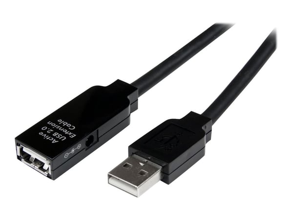 StarTech.com 25m USB 2.0 Active Extension Cable M/F - 25 metrin USB A uros - USB A naaras USB 2.0 Toistin / Extender Cable - Musta - 80ft (USB2AAEX...