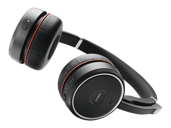 Jabra Evolve 75 MS Stereo - Hodesett - on-ear - Bluetooth - trådløs - aktiv støydemping - USB - Certified for Skype for Business