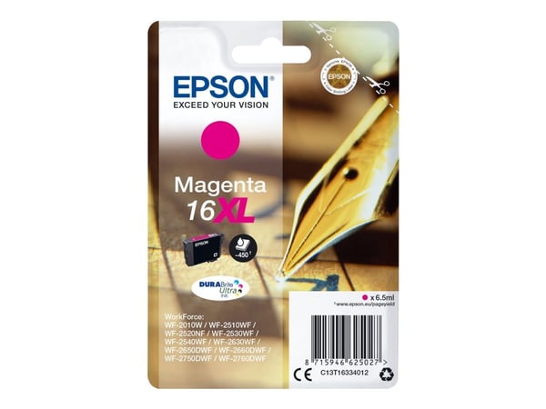 Epson 16XL - 6,5 ml - XL - magenta - alkuperäinen - läpipainopakkaus - värikasetti - WorkForce WF-2010, 2510, 2520, 2530, 2540, 2630, 2650, 2660, 2...