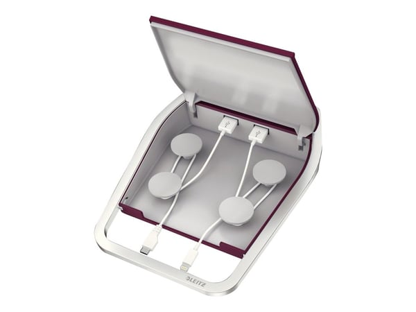 Leitz Style - Batterilader / strømadapter + AC-strømadapter - 2.5 A - 2 utgangskontakter (USB) - rubinrød