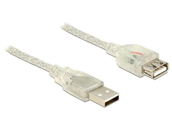 DeLOCK 83883, 2 m, USB A, USB A, USB 2.0, Uros/naaras, Läpinäkyvä