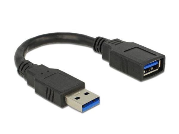 DeLOCK - USB-jatkojohto - USB Type A (uros) - USB Type A (naaras) - USB 3.0 - 15 cm - musta