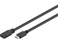 MicroConnect - USB-forlengelseskabel - 24 pin USB-C (hann) til 24 pin USB-C (hunn) - USB 3.1 - 3 A - 1 m - svart, sølv