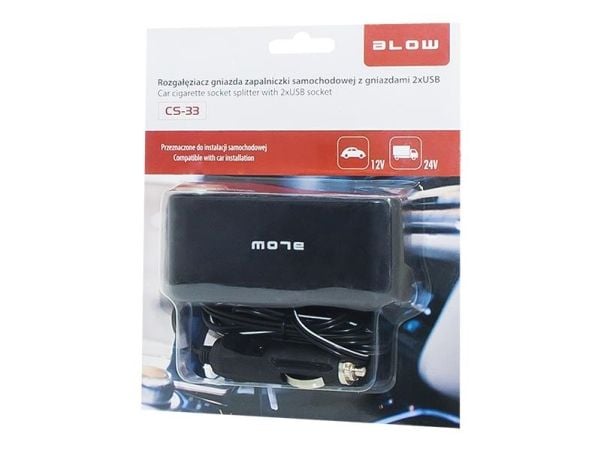 Blås bil ledningsnett tenning sam. 1xWT/3xGN + USB CS-33