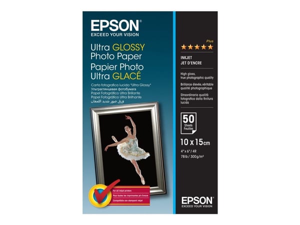 Epson Ultra Glossy Photo Paper - Blank - 100 x 150 mm 50 ark fotopapir - for EcoTank ET-1810, 2810, 2811, 2814, 2815, 2820, 2825, 2826, 2850, 2851,...