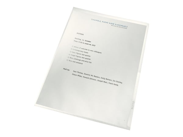 Leitz Recycle - L-formet mappe - for A4 (210 x 297 mm) - kapasitet: 40 ark - gjennomsiktig (en pakke 100) - for P/N: 46220069, 46230069, 46240069