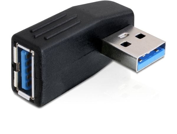 Delock - USB-sovitin - USB Type A (han) til USB Type A (hun) - USB 3.0 - 90° stikforbindelse - sortti