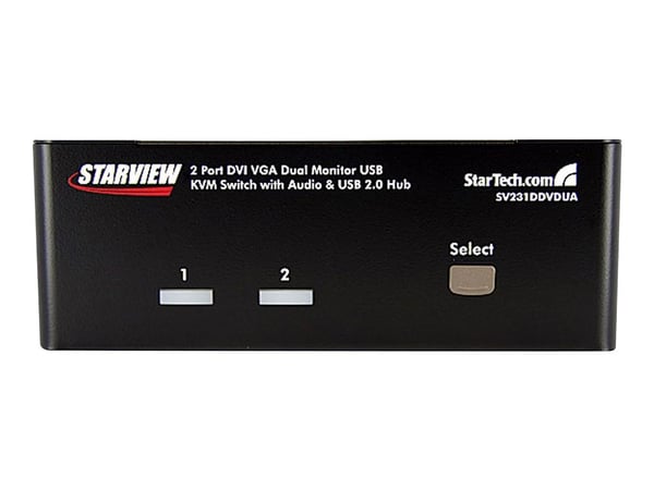 StarTech.com DVI VGA KVM-switch för dubbla skärmar USB med 2 portar, audio & USB 2.0-hubb - Omkopplare för tangentbord/video/mus/ljud/USB - 2 x KVM...