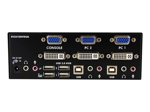 StarTech.com DVI VGA KVM-switch för dubbla skärmar USB med 2 portar, audio & USB 2.0-hubb - Omkopplare för tangentbord/video/mus/ljud/USB - 2 x KVM...