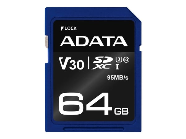 ADATA Premier Pro - Flashminnekort - 64 GB - Video Class V30 / UHS-I U3 / Class10 - SDXC UHS-I