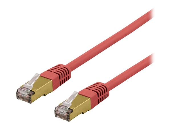 DELTACO SFTP-61RH - Koblingskabel - RJ-45 (hann) til RJ-45 (hann) - SFTP - CAT 6 - halogenfri, formstøpt - rød