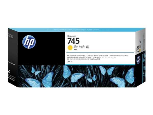 HP 745 - 300 ml - høykapasitets - gul - original - DesignJet - blekkpatron - for DesignJet Z2600 PostScript, Z5600 PostScript