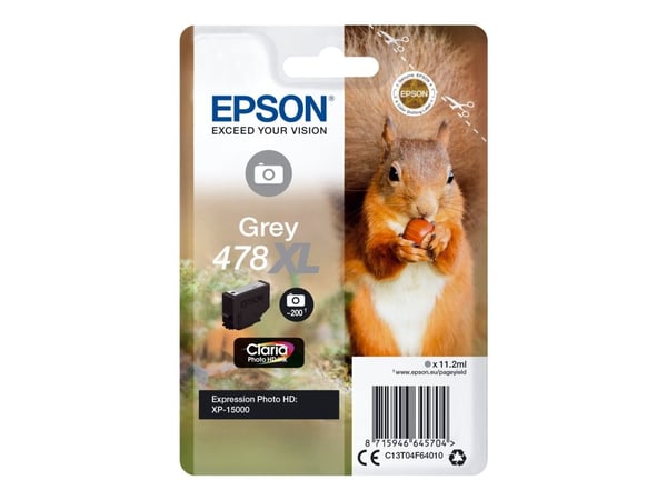 Epson 478XL - 11.2 ml - høykapasitets - grå - original - blekkpatron - for Expression Home HD XP-15000
