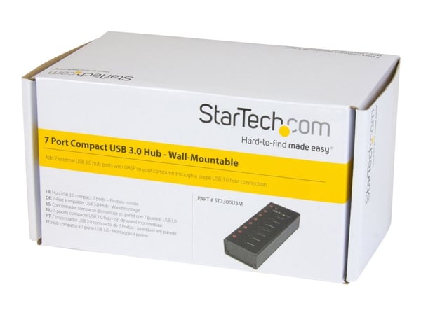 Startech 7 Port USB 3.0 Hub (5 Gbps) - Metal Enclosure - Desktop or Wall Mountable - Rugged & industrial Powered USB Expander and Splitter Hub (ST7...